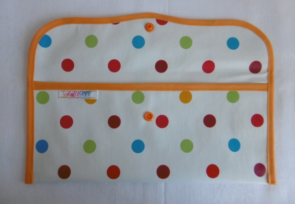 Oilcloth cutlery bag colorful dots orange-